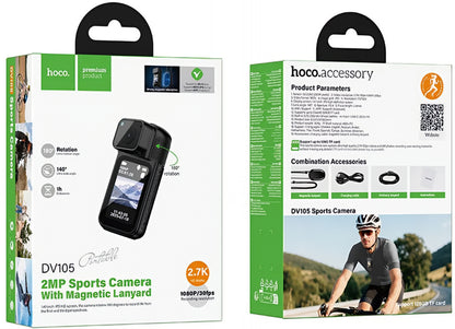 HOCO DV105 Sports Kamera, 2.7K, 1,47 tommers skjerm, Svart