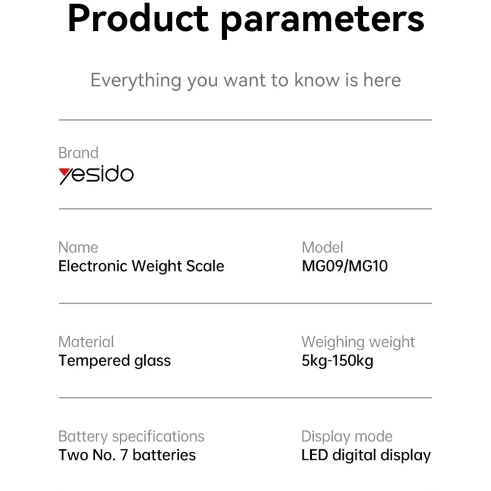 Digitalvekt Yesido MG09, Svart