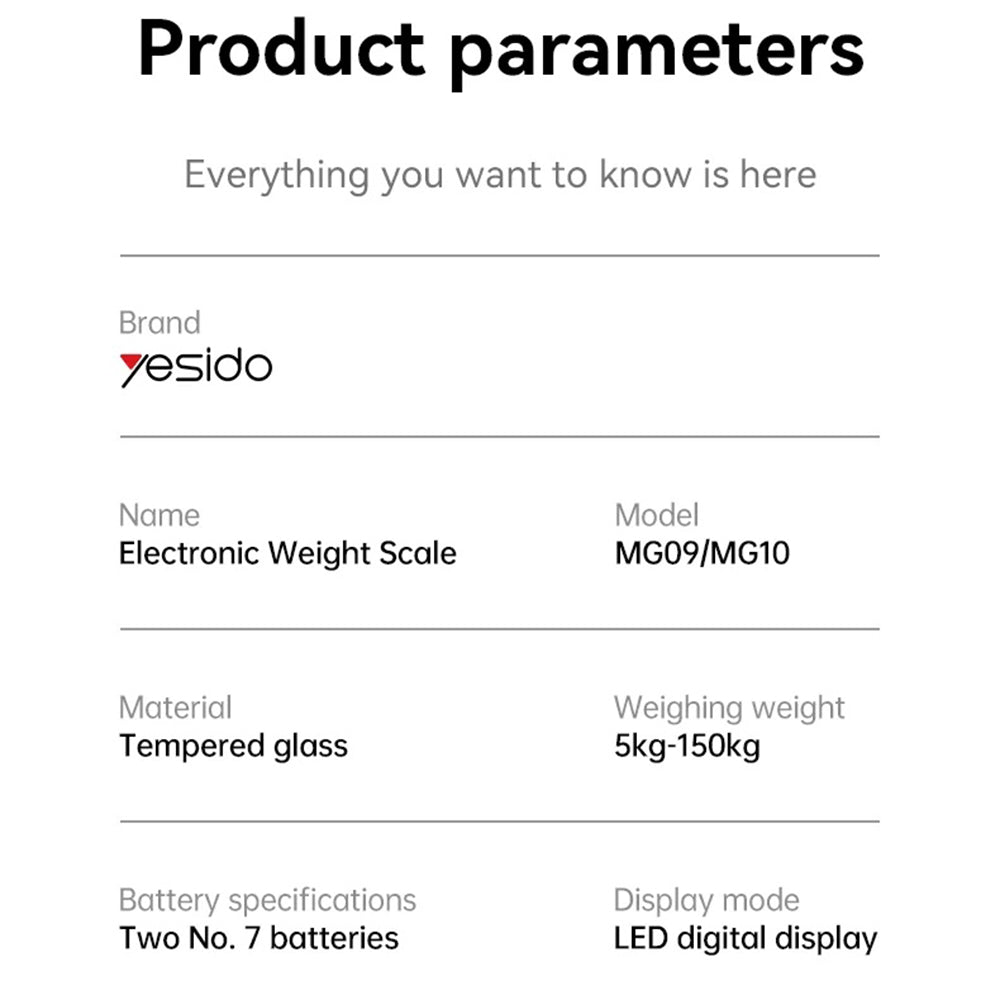 Digitalvekt Yesido MG10, Svart