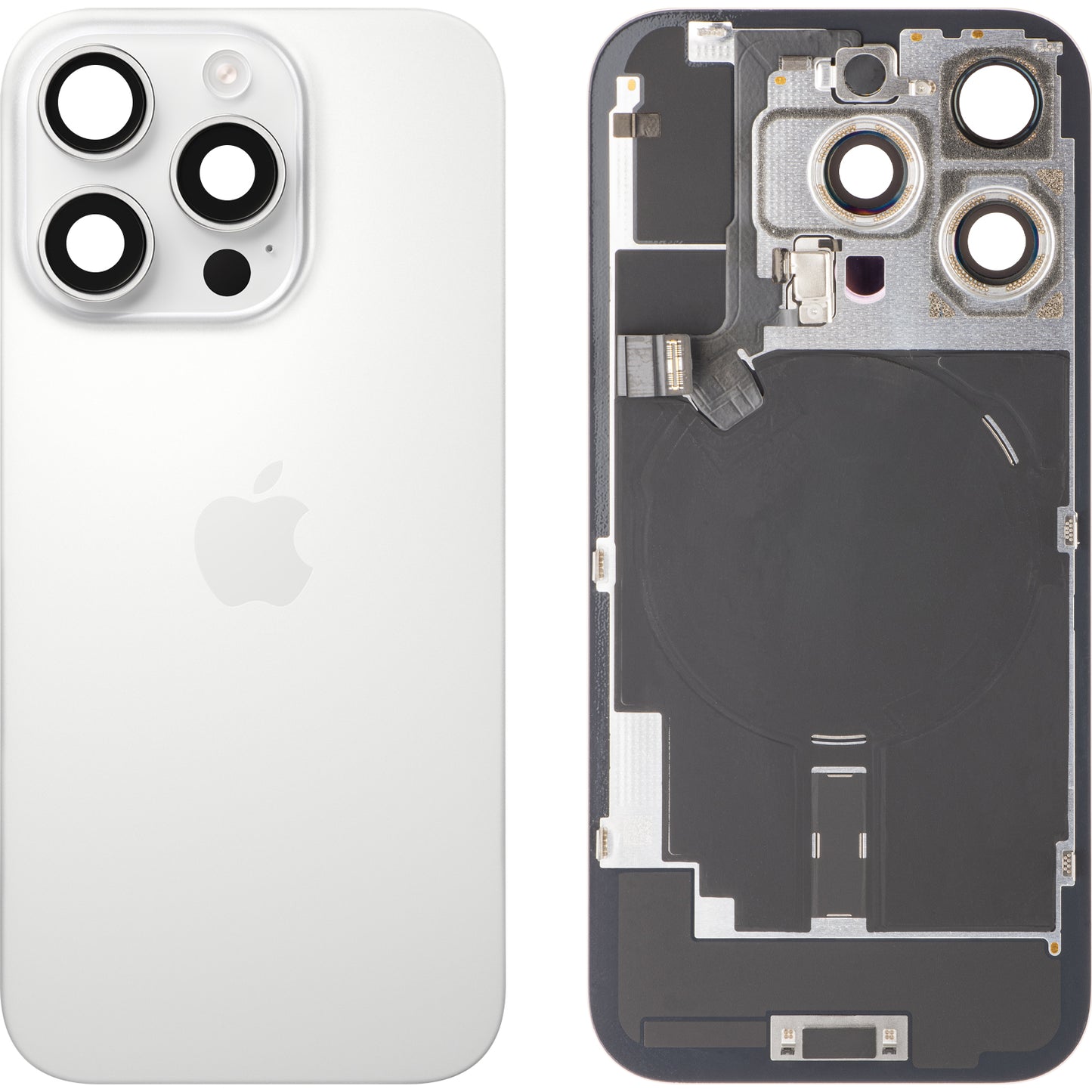 Batterideksel Apple iPhone 16 Pro, Hvit (White Titanium), Bytte