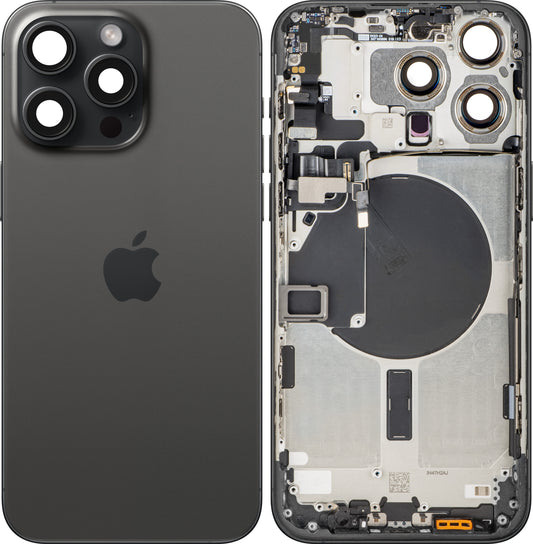 Batterideksel Apple iPhone 15 Pro Max, Med Midtramme, Svart (Black Titanium), Bytte