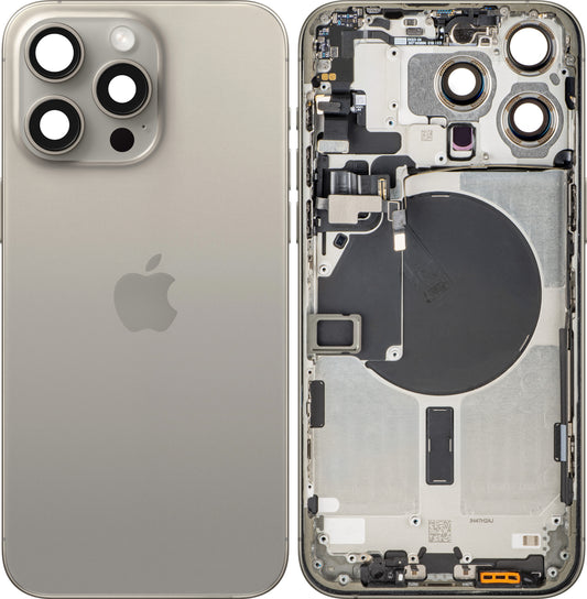 Batterideksel Apple iPhone 15 Pro Max, Med Midtramme, Beige (Natural Titanium), Swap