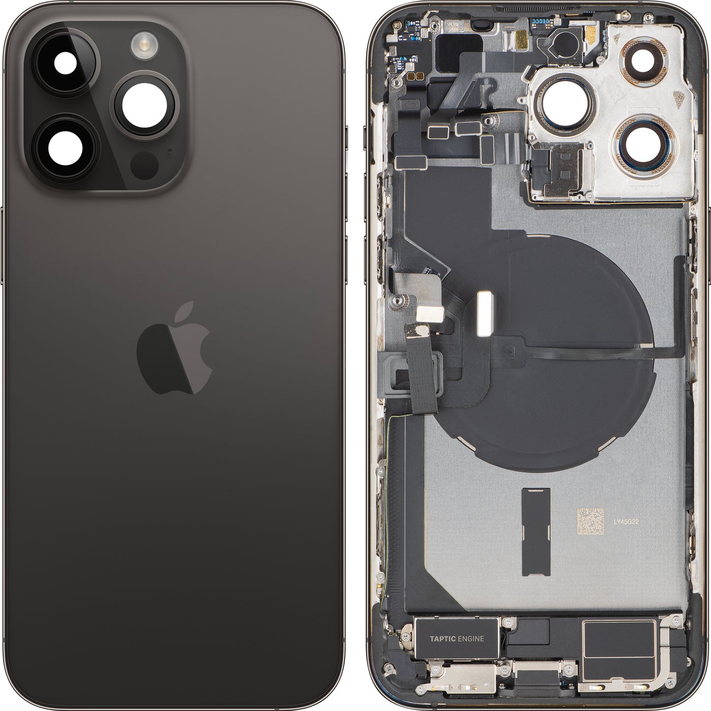 Batterideksel Apple iPhone 14 Pro Max, Med Midtramme, Full Deler, Svart (Space Black), Swap