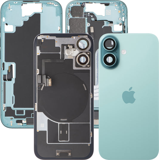 Batterideksel Apple iPhone 16, Med Midtramme, Fullstendige Deler, Grønn (Teal), Bytte