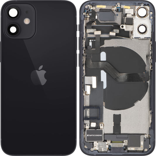 Batterideksel Apple iPhone 12 mini, Med Midtramme, Fullstendige Deler, Svart, Swap