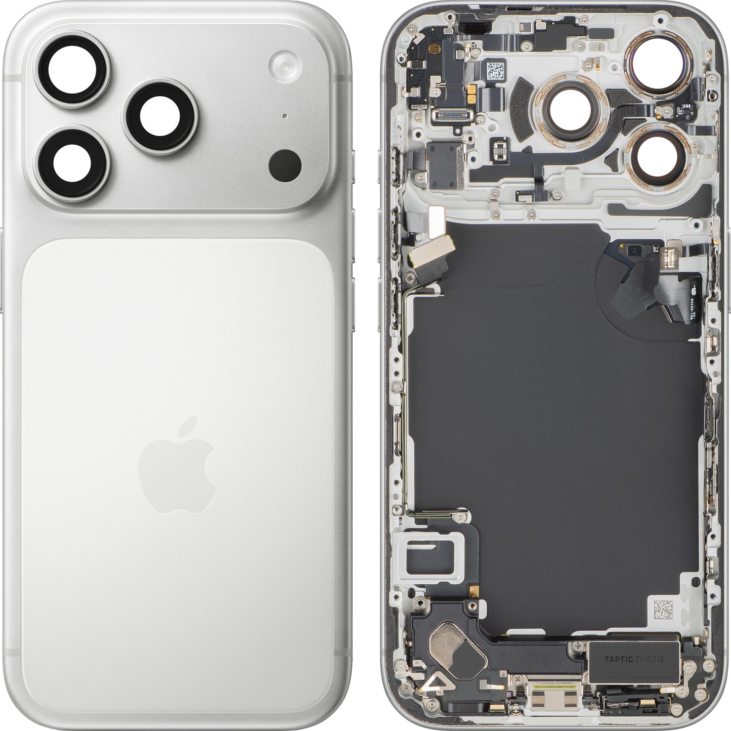 Batterideksel Apple iPhone 17 Pro, Med Midtramme, Full Deler, Sølv, Bytte