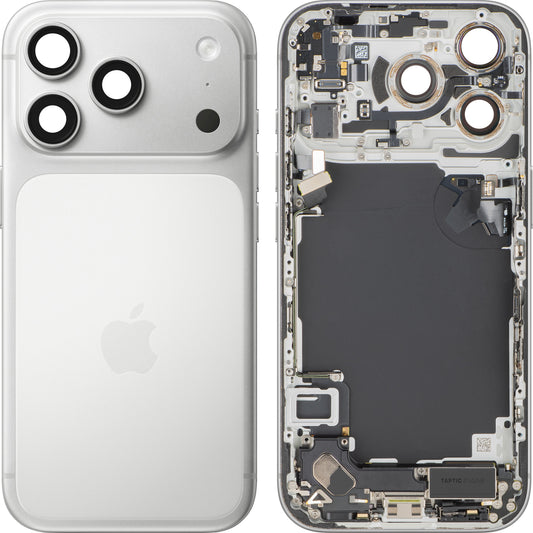 Batterideksel Apple iPhone 17 Pro, Med Midtramme, Full Deler, Sølv, Bytte