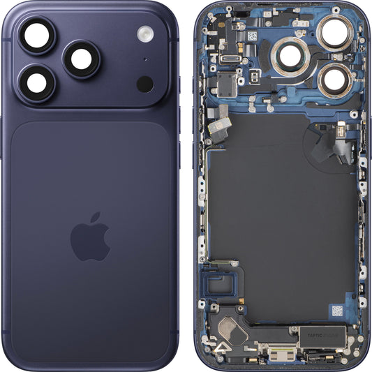 Batterideksel Apple iPhone 17 Pro, Med Midtramme, Full Deler, Dypblå (Deep Blue), Bytte