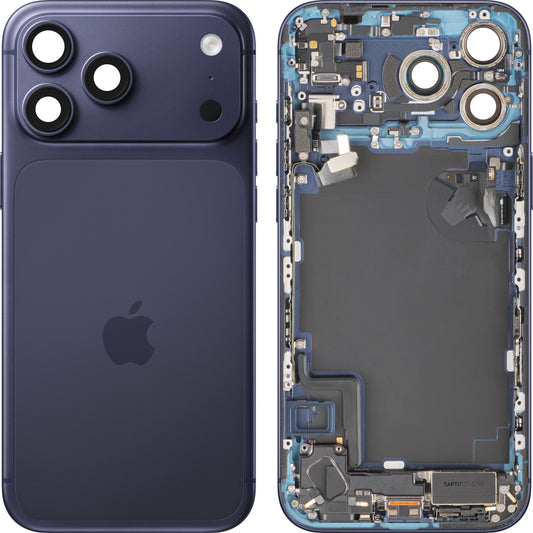 Batterideksel Apple iPhone 17 Pro Max, med midtre ramme, komplette deler, dyp blå (Deep Blue), bytte