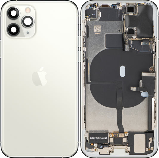 Batterideksel Apple iPhone 11 Pro, med mellomramme, komplette deler, sølv, bytte