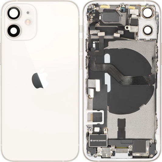 Batterideksel Apple iPhone 12 mini, med midtre deksel, komplette deler, hvit, bytte