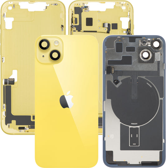 Batterideksel Apple iPhone 14 Plus, med mellomramme, komplette deler, gul, premium bytte