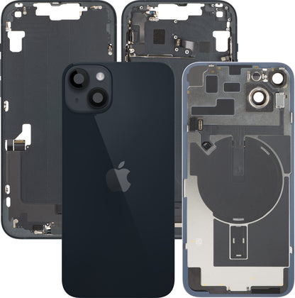Batterideksel Apple iPhone 14 Plus, Med Midtre Hus, Full Deler, Svart (Midnight), Bytte