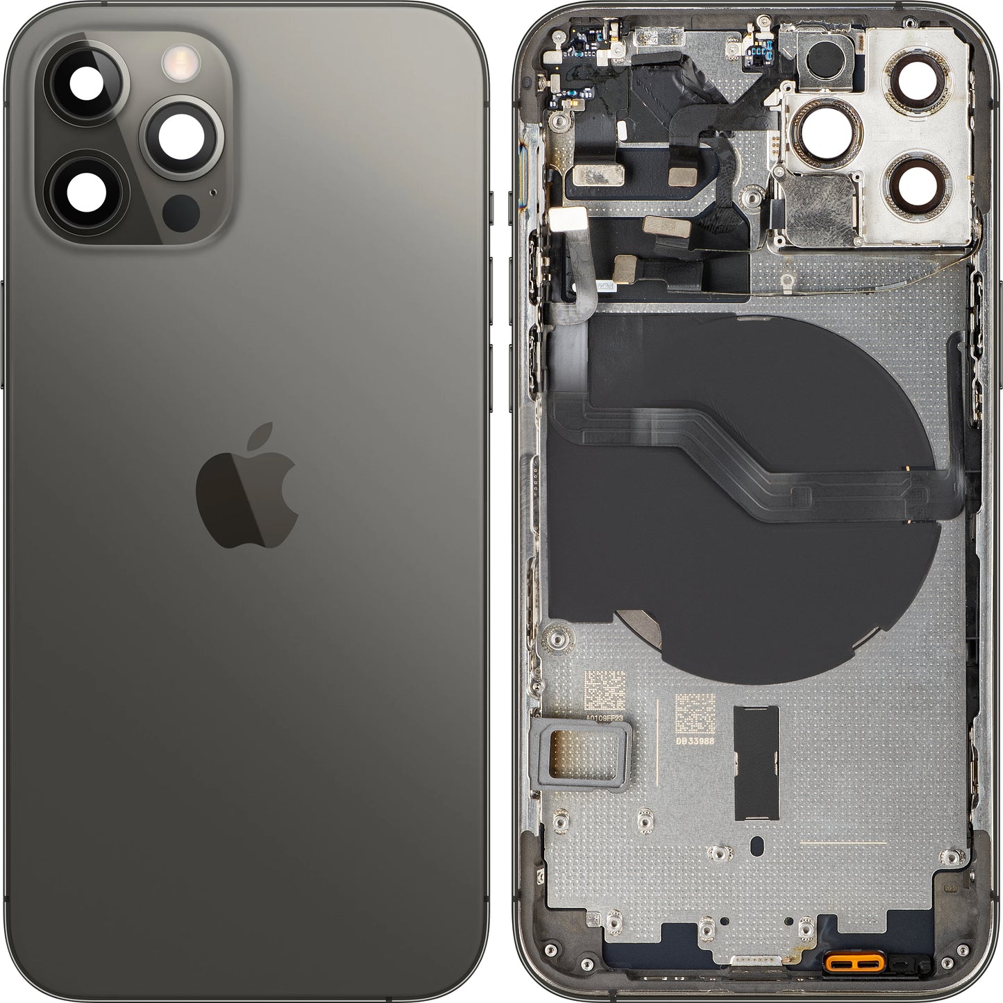 Batterideksel kompatibelt med Apple iPhone 12 Pro, Med Midtre Hus, Svart