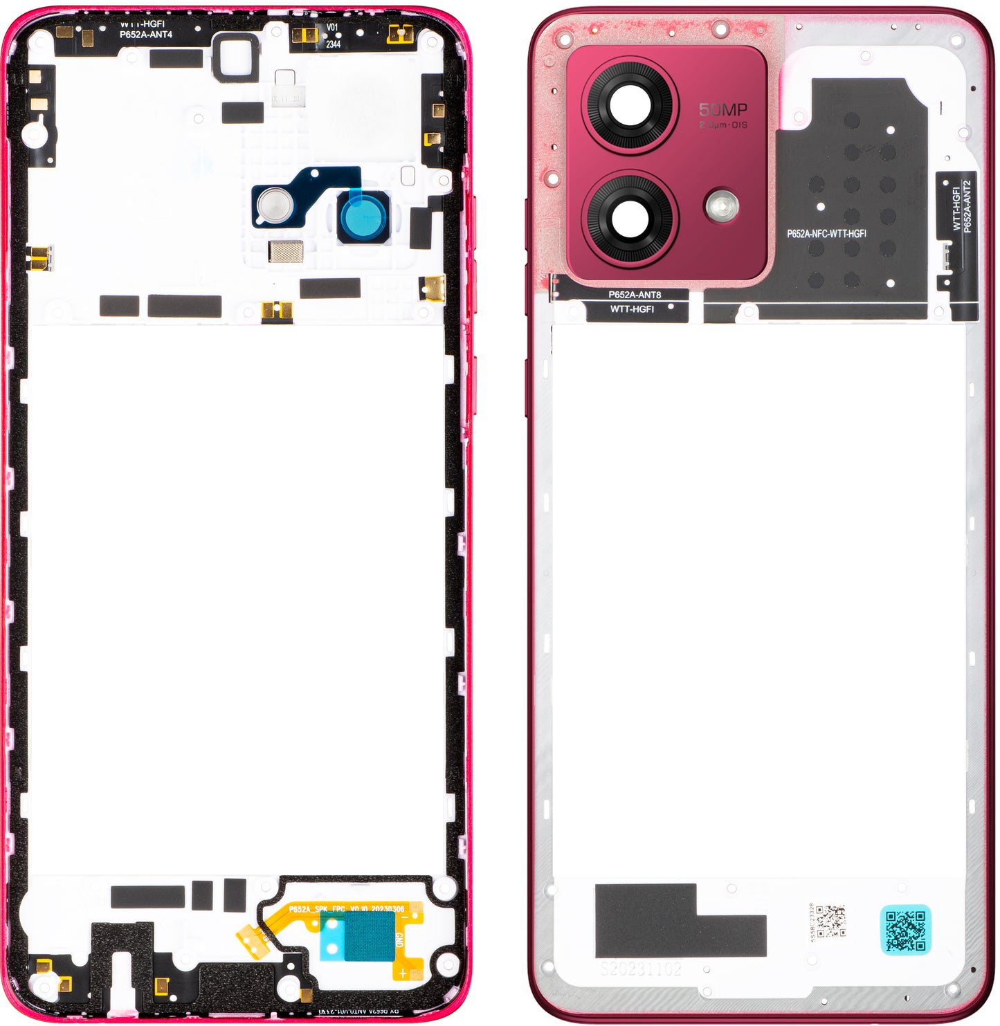 Motorola Moto G84 Midtdeksel, Rød (Viva Magenta), Servicepakke 5S58C23328
