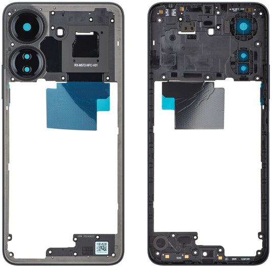 Midtre deksel Xiaomi Redmi 13C NFC / Poco C65, Svart, Service Pack 560001C3UP00