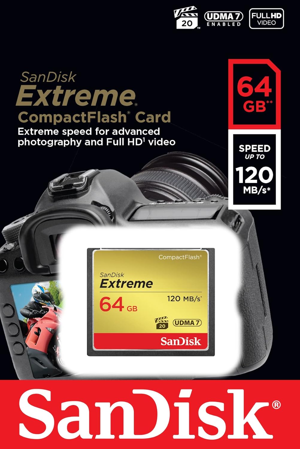 CompactFlash Minnekort SanDisk Extreme, 64Gb, UDMA 7 SDCFXSB-064G-G46
