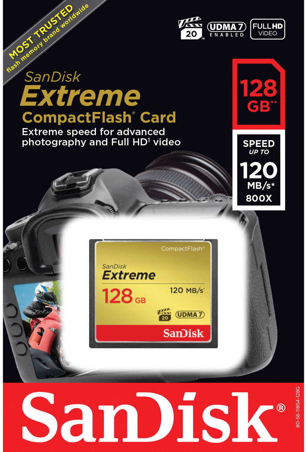 CompactFlash-minnekort SanDisk Extreme, 128Gb, UDMA 7 SDCFXSB-128G-G46