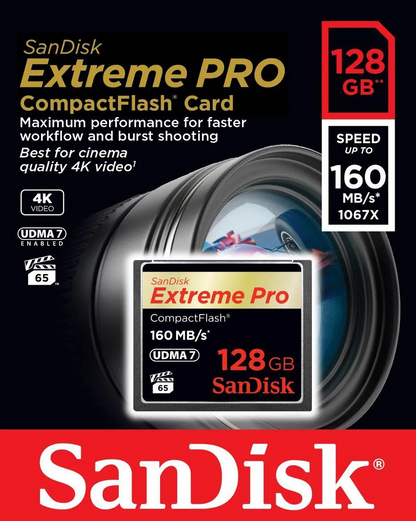 CompactFlash Minnekort SanDisk Extreme Pro, 128Gb, UDMA 7 SDCFXPS-128G-X46