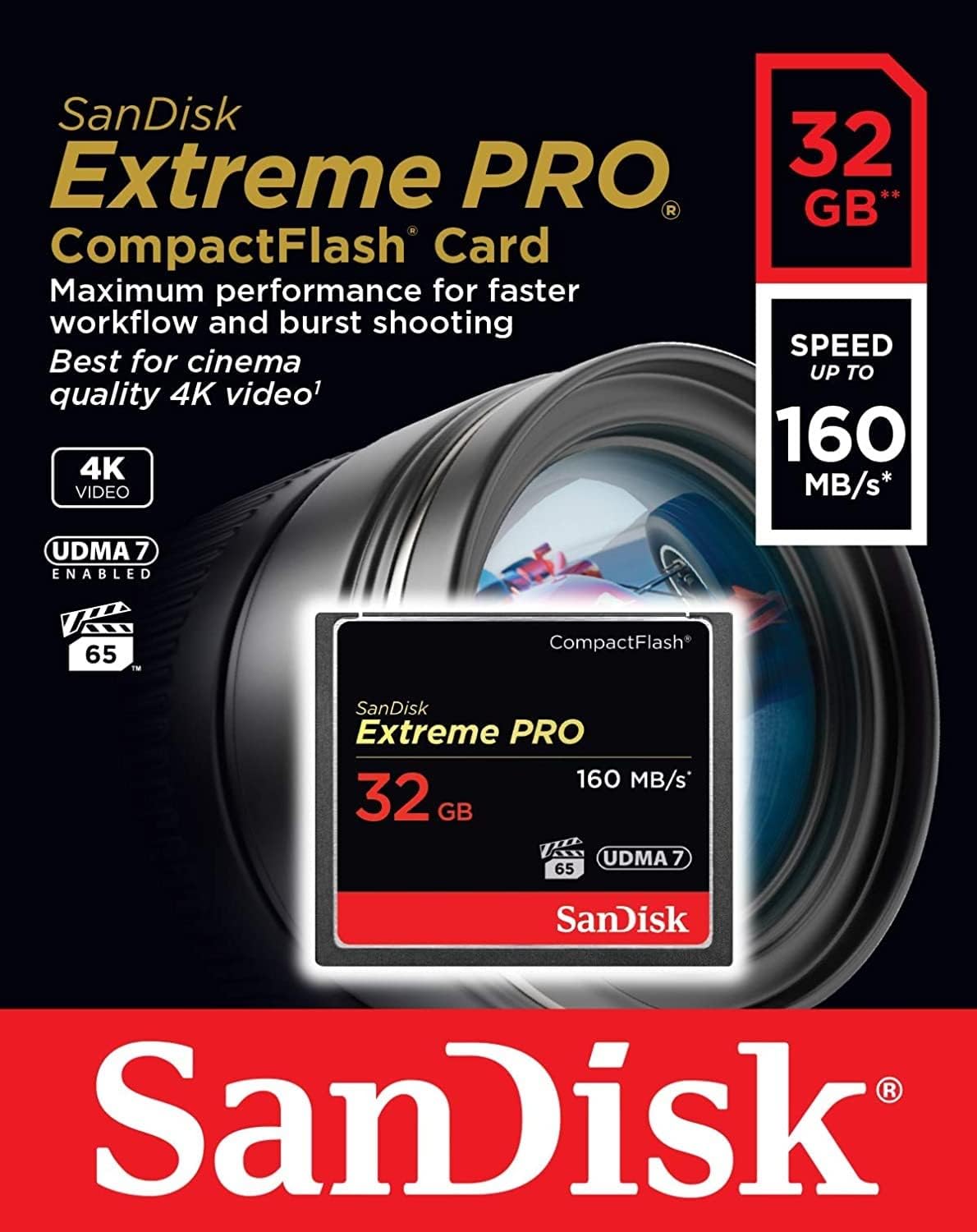 SanDisk Extreme Pro CompactFlash-minnekort, 32GB, UDMA 7 SDCFXPS-032G-X46
