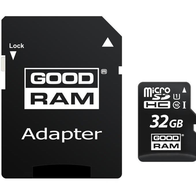 GoodRam microSDHC-minnekort, 32GB, Klasse 10 / UHS-1 U1, med adapter