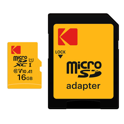 Kodak Premium Performance microSDHC-minnekort, 16Gb, Klasse 10 / UHS-1 U1, med adapter EKMSDM16GHC10K