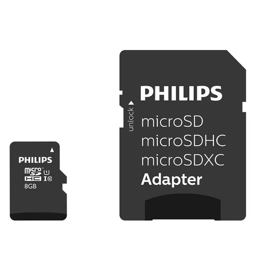 Philips microSDHC minnekort, 8GB, Klasse 10 / UHS-1 U1, med adapter FM08MP45B/10