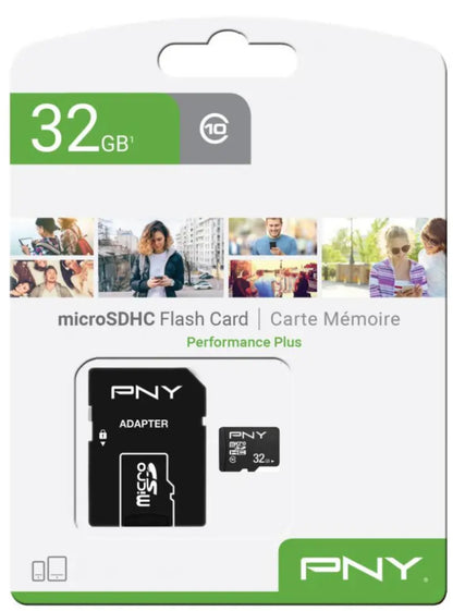 Minnekort microSDHC PNY Performance Plus, 32GB, Klasse 10, Med Adapter P-SDU32G10PPL-GE