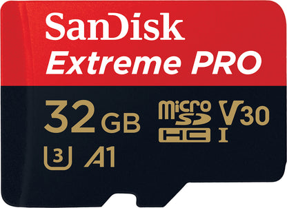 Minnekort microSDHC SanDisk Extreme Pro, 32GB, Klasse 10 / UHS-1 U3, Med Adapter SDSQXCG-032G-GN6MA