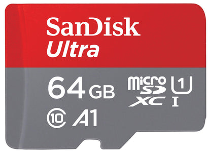 SanDisk Ultra Android A1 microSDXC minnekort, 64GB, Klasse 10 / UHS-1 U1, med adapter SDSQUAB-064G-GN6MA