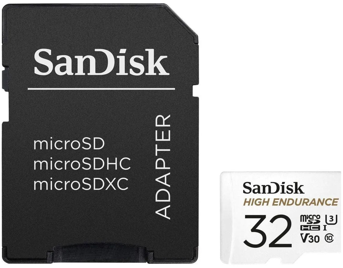 SanDisk High Endurance microSDHC-minnekort, 32GB, Klasse 10 / UHS-1 U3, med adapter SDSQQNR-032G-GN6IA