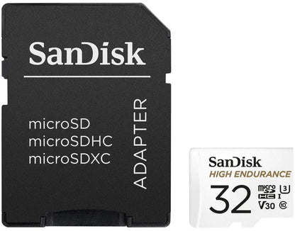 SanDisk High Endurance microSDHC-minnekort, 32GB, Klasse 10 / UHS-1 U3, med adapter SDSQQNR-032G-GN6IA