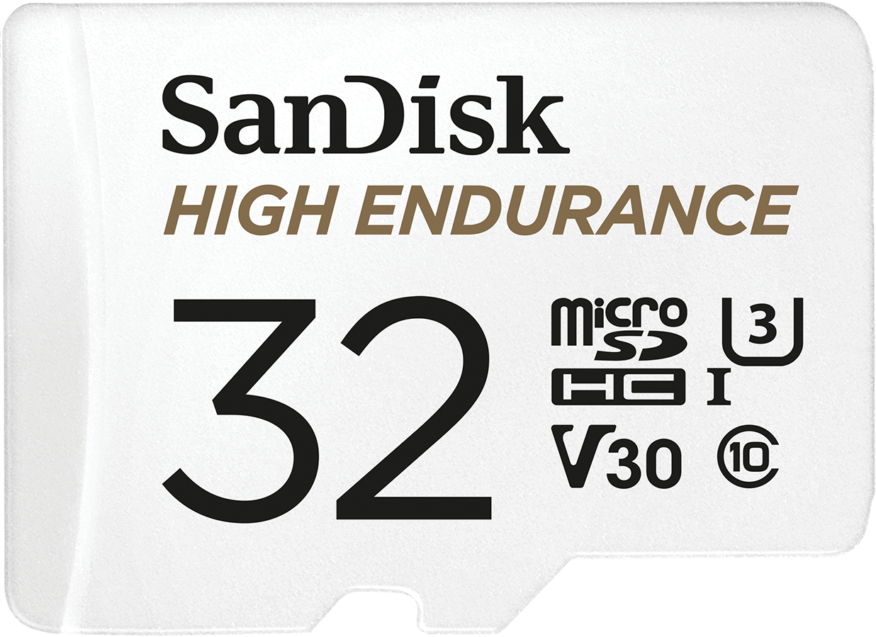 SanDisk High Endurance microSDHC-minnekort, 32GB, Klasse 10 / UHS-1 U3, med adapter SDSQQNR-032G-GN6IA