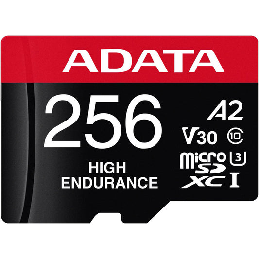 Adata High Endurance microSDXC-minnekort, 256Gb, Klasse 10 / UHS-1 U3, med adapter AUSDX256GUI3V30SHA2-RA1