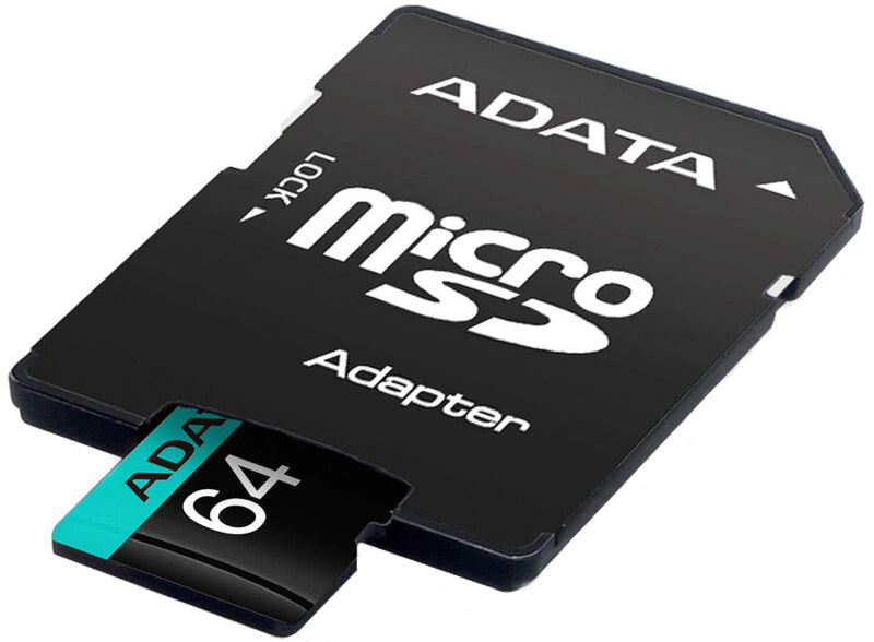Adata Premier Pro microSDXC minnekort, 64GB, Klasse 10 / UHS-1 U3, med adapter AUSDX64GUI3V30SA2-RA1