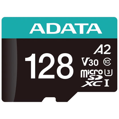 Minnekort microSDXC Adata Premier Pro, 128GB, Klasse 10 / UHS-1 U3, Med Adapter AUSDX128GUI3V30SA2-RA1
