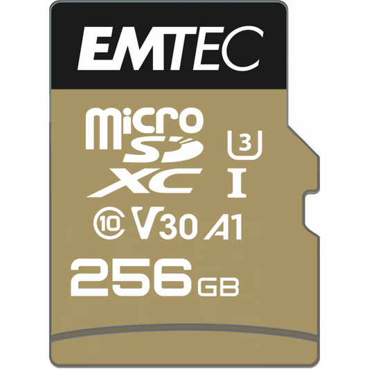 Minnekort microSDXC Emtec Speedin Pro Android A1, 256Gb, Klasse 10 / UHS-1 U3, Med Adapter ECMSDM256GXC10SP