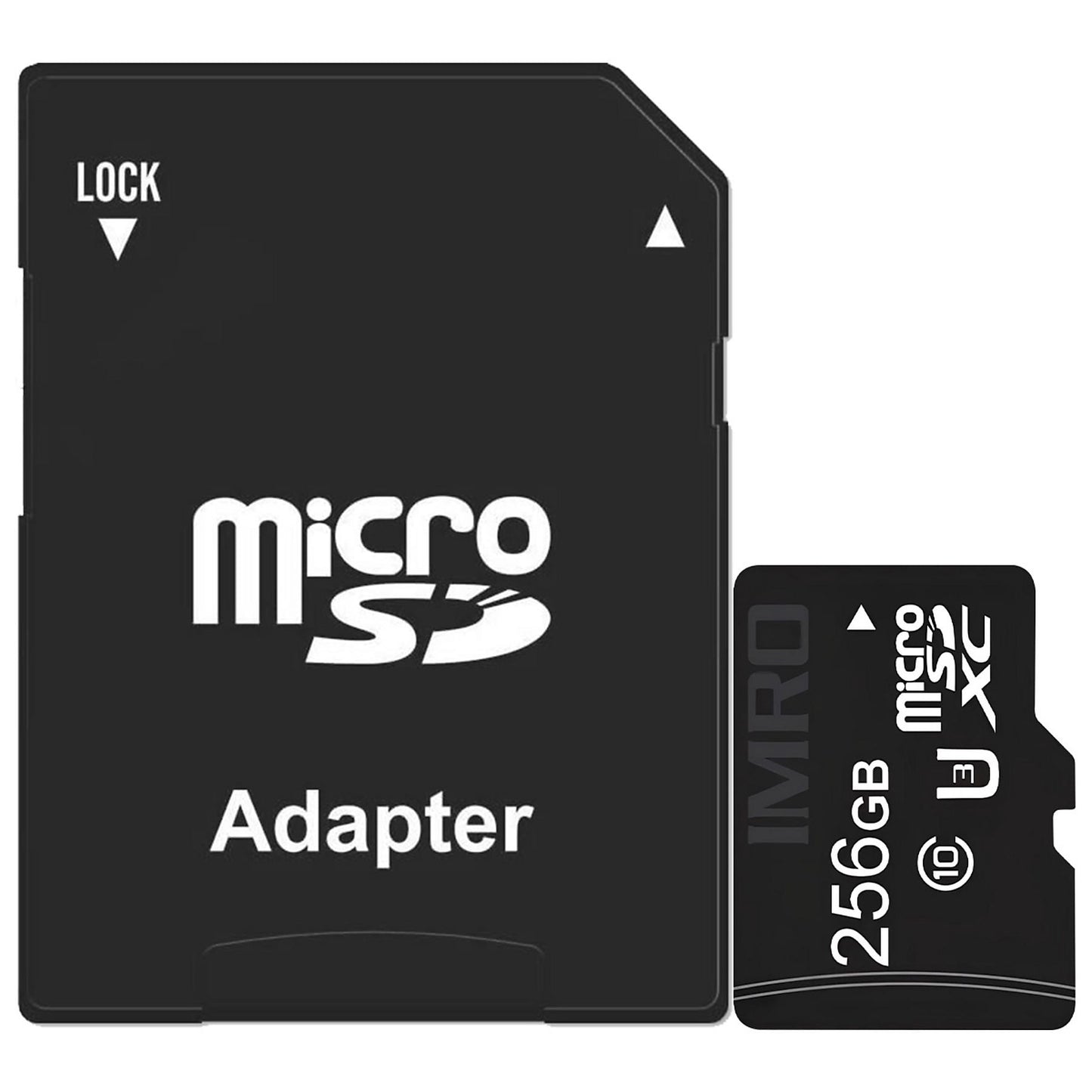 Imro microSDXC minnekort, 256GB, Klasse 10 / UHS-1 U3, med adapter