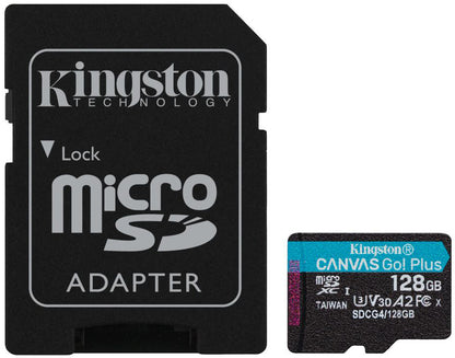 Minnekort microSDXC Kingston Canvas Go Plus Android A2, 128GB, Klasse 10 / UHS-1 U3, Med Adapter SDCG4/128GB