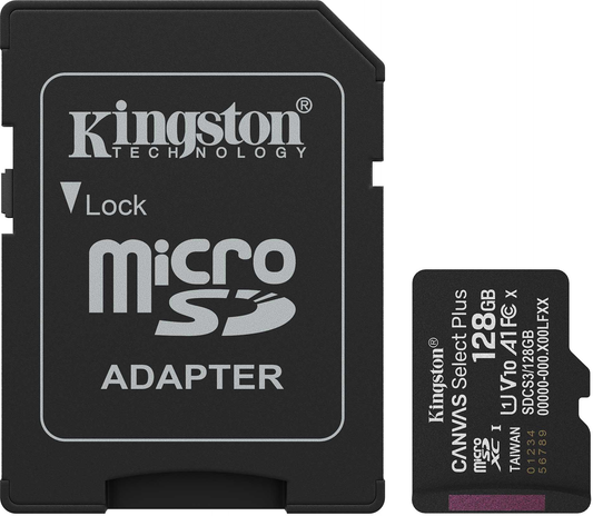 Kingston Canvas Select Plus Android A1 microSDXC-minnekort, 128GB, Klasse 10 / UHS-1 U1, med adapter SDCS3/128GB