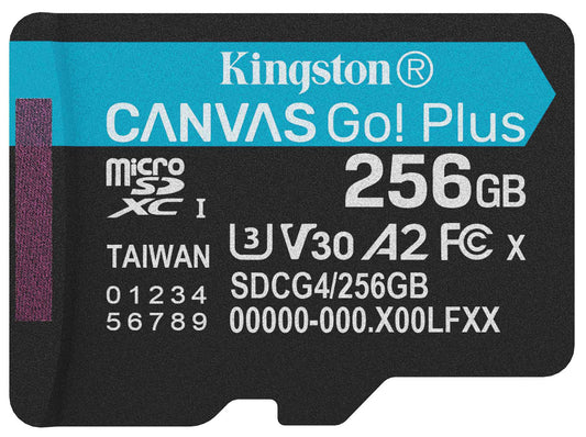 Kingston Canvas Go Plus Android A2 microSDXC-minnekort, 256 GB, Klasse 10 / UHS-1 U3 SDCG4/256GBSP
