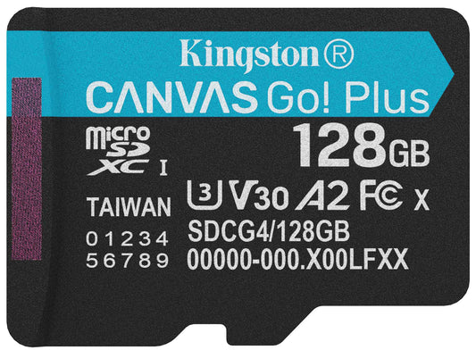 Kingston Canvas Go Plus Android A2 microSDXC-minnekort, 128 GB, Klasse 10 / UHS-1 U3 SDCG4/128GBSP