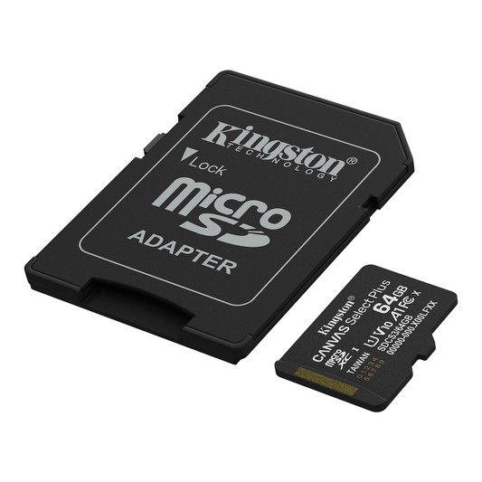 Minnekort microSDXC Kingston Canvas Select Plus Android A1, 64Gb, Klasse 10 / UHS-1 U1, Med Adapter SDCS3/64GB