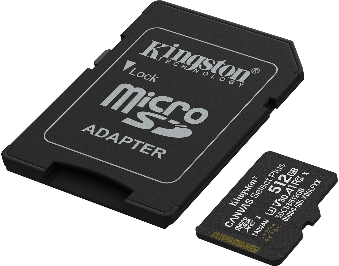 Kingston Canvas Select Plus Android A1 microSDXC-minnekort, 512GB, Klasse 10 / UHS-1 U3, med adapter SDCS3/512GB