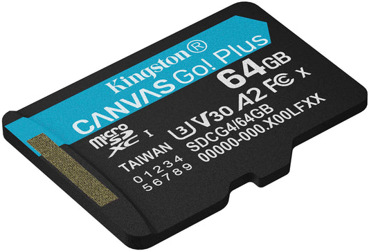 Kingston Canvas Go Plus Android A2 microSDXC Minnekort, 64Gb, Klasse 10 / UHS-1 U3 SDCG4/64GBSP