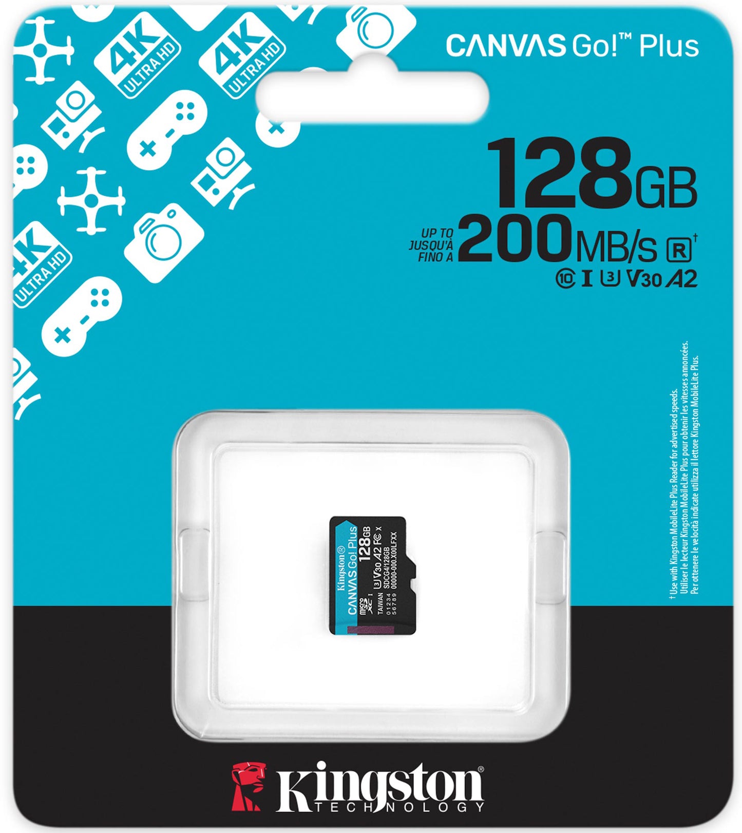 Kingston Canvas Go Plus Android A2 microSDXC-minnekort, 128 GB, Klasse 10 / UHS-1 U3 SDCG4/128GBSP