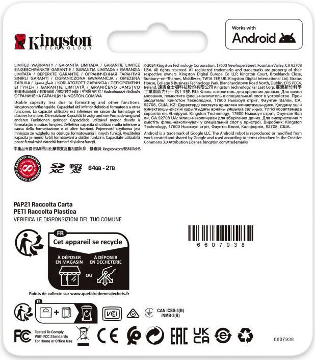 Minnekort microSDXC Kingston Canvas Go Plus Android A2, 128GB, Klasse 10 / UHS-1 U3, Med Adapter SDCG4/128GB