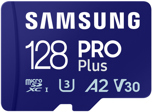 Minnekort microSDXC Samsung PRO Plus, 128Gb, Klasse 10 / UHS-1 U3, Med Adapter MB-MD128SA/EU