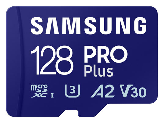 Minnekort microSDXC Samsung PRO Plus, 128GB, Klasse 10 / UHS-1 U3, med Kortleser MB-MD128SB/WW