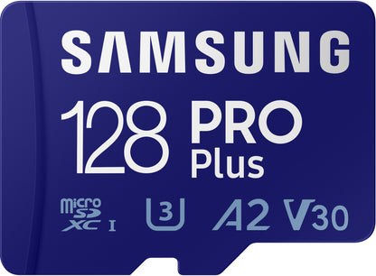 Minnekort microSDXC Samsung PRO Plus, 128GB, Klasse 10 / UHS-1 U3, med kortleser og adapter MB-MD128KB/WW